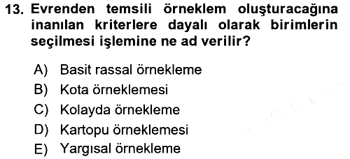İstatistik 2015-2016 Tek Ders Sınavı - 13. soru