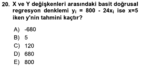 İstatistik 2025-2026 Yaz Okulu Sınavı - 20. soru