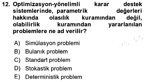 Karar Destek Sistemleri 2023-2024 Yaz Okulu Sınavı - 12. soru