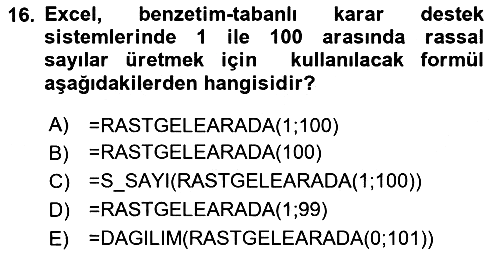 Karar Destek Sistemleri 2023-2024 Yaz Okulu Sınavı - 16. soru