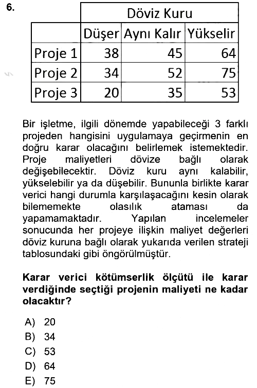 Karar Modelleri 2023-2024 Ara Sınav - 6. soru