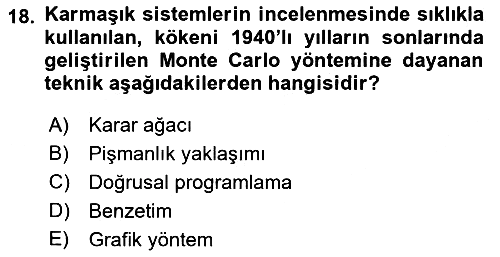 Karar Modelleri 2022-2023 Dönem Sonu Sınavı - 18. soru