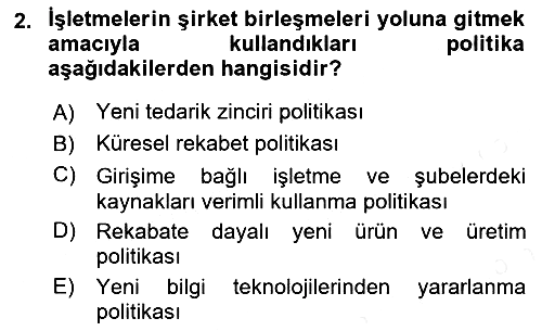 Kurumsal Kaynak Planlama Sistemleri 2018-2019 Dönem Sonu Sınavı - 2. soru