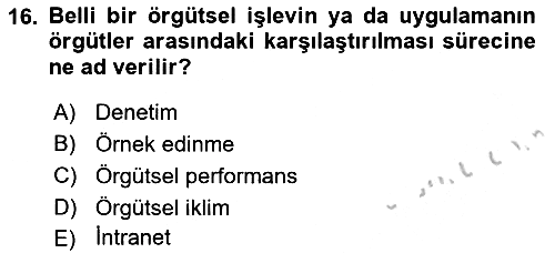 Kurumsal Kaynak Planlama Sistemleri 2018-2019 Yaz Okulu Sınavı - 16. soru
