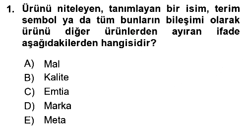 Marka ve Yönetimi 2024-2025 Ara Sınav - 1. soru