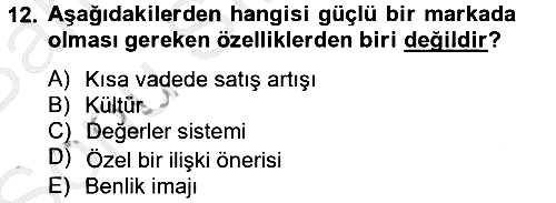 Marka ve Yönetimi 2012-2013 Dönem Sonu Sınavı - 12. soru