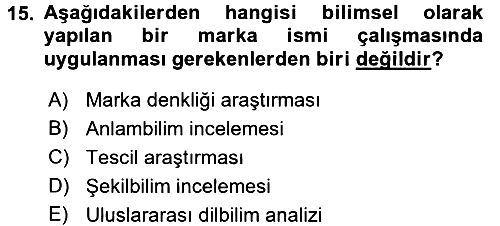 Marka ve Yönetimi 2015-2016 Tek Ders Sınavı - 15. soru