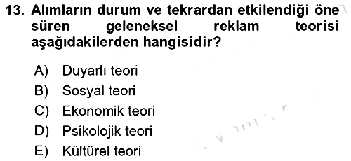 Marka ve Yönetimi 2020-2021 Yaz Okulu Sınavı - 13. soru