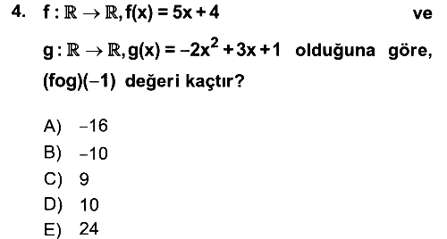 Matematik 1 2016-2017 3 Ders Sınavı - 4. soru