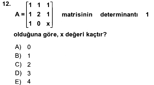 Matematik 1 2016-2017 3 Ders Sınavı - 12. soru