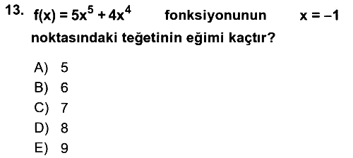 Matematik 1 2018-2019 3 Ders Sınavı - 13. soru