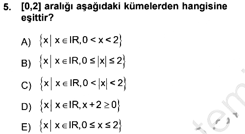 Matematik 1 2012-2013 Ara Sınav - 5. soru
