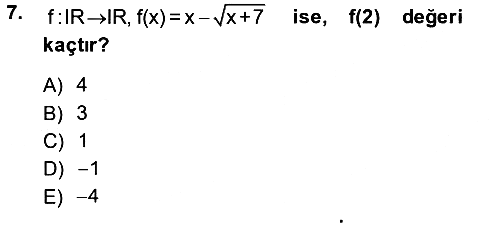 Matematik 1 2013-2014 Ara Sınav - 7. soru
