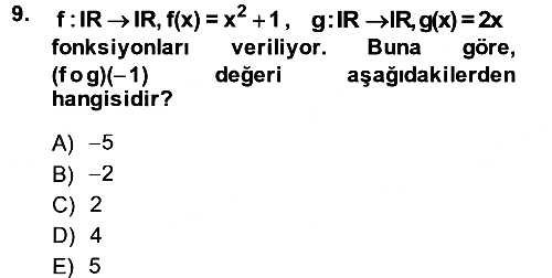 Matematik 1 2014-2015 Ara Sınav - 9. soru