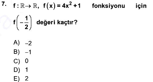 Matematik 1 2015-2016 Ara Sınav - 7. soru