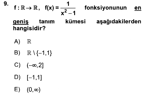 Matematik 1 2016-2017 Ara Sınav - 9. soru