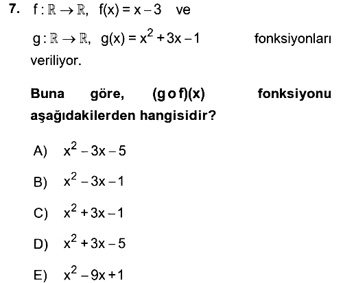 Matematik 1 2017-2018 Ara Sınav - 7. soru