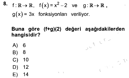 Matematik 1 2019-2020 Ara Sınav - 8. soru