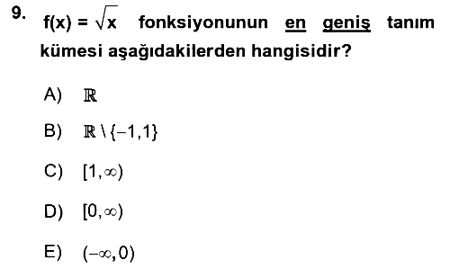Matematik 1 2019-2020 Ara Sınav - 9. soru