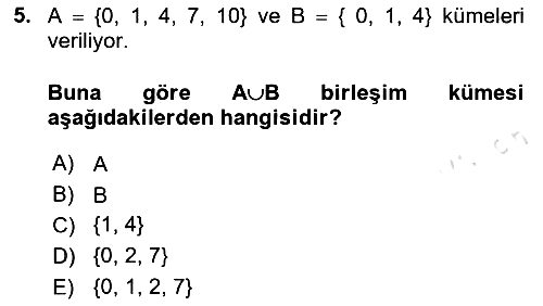 Matematik 1 2024-2025 Ara Sınav - 5. soru