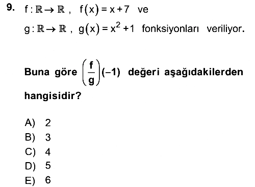 Matematik 1 2024-2025 Ara Sınav - 9. soru
