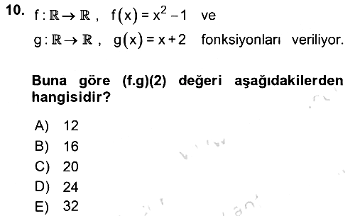 Matematik 1 2024-2025 Ara Sınav - 10. soru