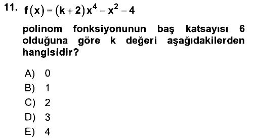 Matematik 1 2024-2025 Ara Sınav - 11. soru
