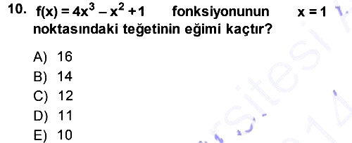 Matematik 1 2013-2014 Dönem Sonu Sınavı - 10. soru