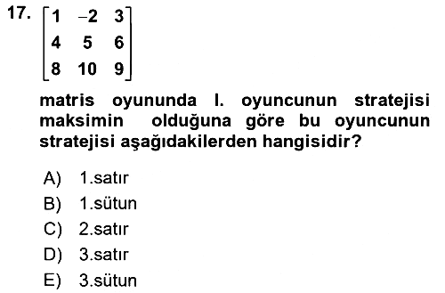 Matematik 1 2023-2024 Dönem Sonu Sınavı - 17. soru