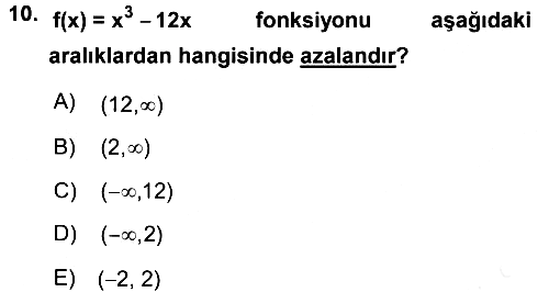 Matematik 1 2015-2016 Tek Ders Sınavı - 10. soru