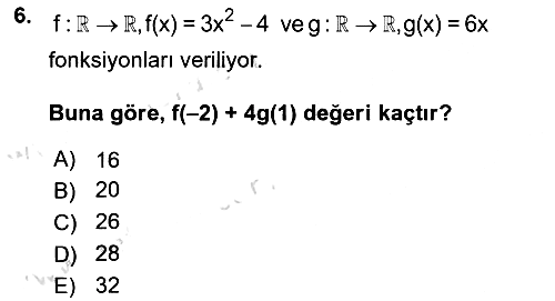 Matematik 1 2024-2025 Yaz Okulu Sınavı - 6. soru