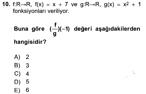 Matematik 1 2022-2023 Ara Sınav - 10. soru