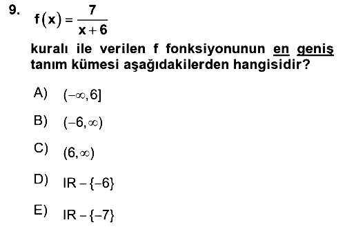 Matematik 1 2025-2026 Ara Sınav - 9. soru