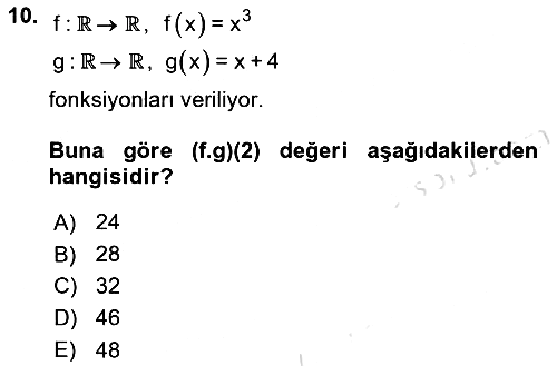 Matematik 1 2025-2026 Ara Sınav - 10. soru