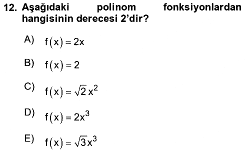 Matematik 1 2025-2026 Ara Sınav - 12. soru