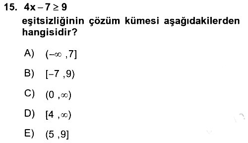 Matematik 1 2025-2026 Ara Sınav - 15. soru
