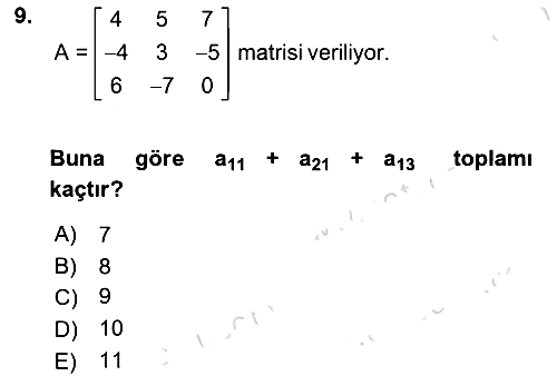 Matematik 1 2021-2022 Dönem Sonu Sınavı - 9. soru