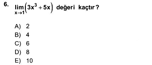 Matematik 1 2022-2023 Dönem Sonu Sınavı - 6. soru