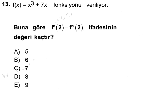 Matematik 1 2021-2022 Yaz Okulu Sınavı - 13. soru