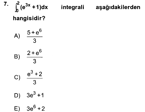 Matematik 2 2016-2017 3 Ders Sınavı - 7. soru