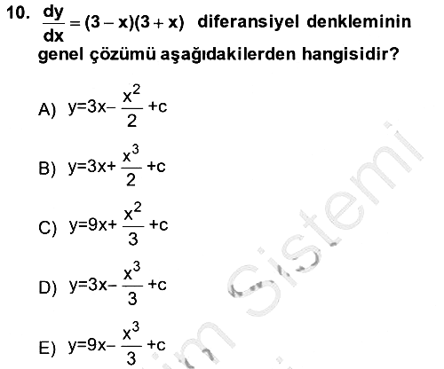 Matematik 2 2013-2014 Ara Sınav - 10. soru