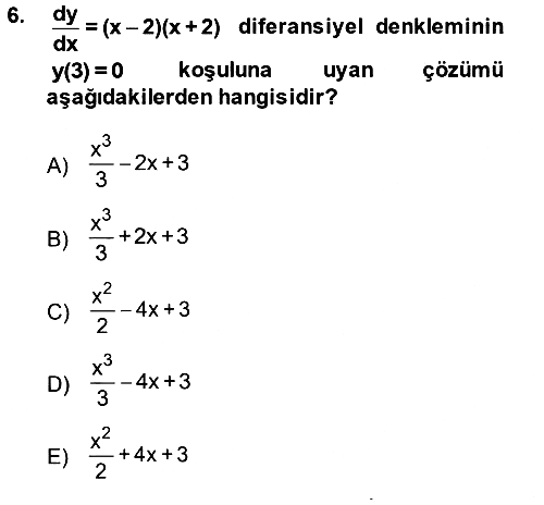 Matematik 2 2014-2015 Ara Sınav - 6. soru