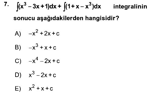 Matematik 2 2016-2017 Ara Sınav - 7. soru