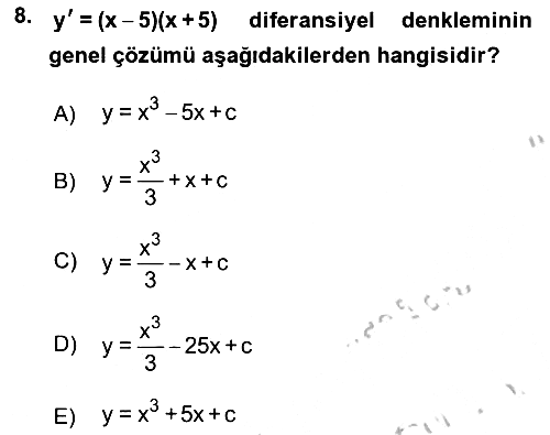 Matematik 2 2016-2017 Ara Sınav - 8. soru