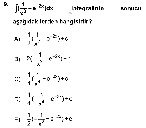 Matematik 2 2016-2017 Ara Sınav - 9. soru