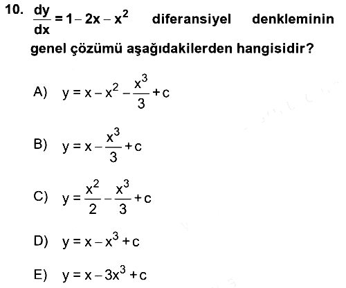 Matematik 2 2017-2018 Ara Sınav - 10. soru