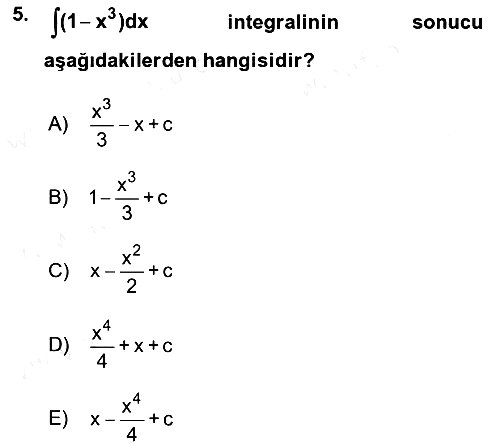 Matematik 2 2018-2019 Ara Sınav - 5. soru