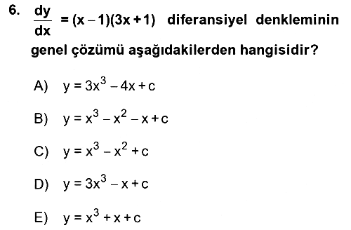 Matematik 2 2018-2019 Ara Sınav - 6. soru