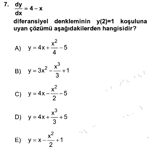 Matematik 2 2021-2022 Ara Sınav - 7. soru