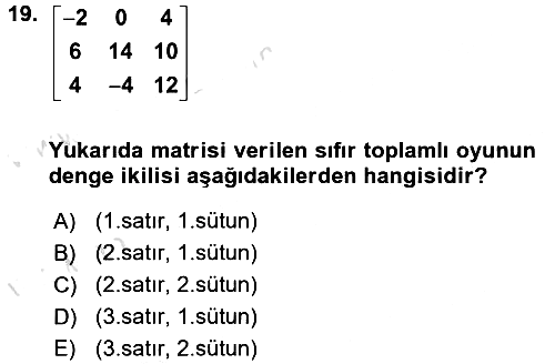 Matematik 2 2016-2017 Dönem Sonu Sınavı - 19. soru